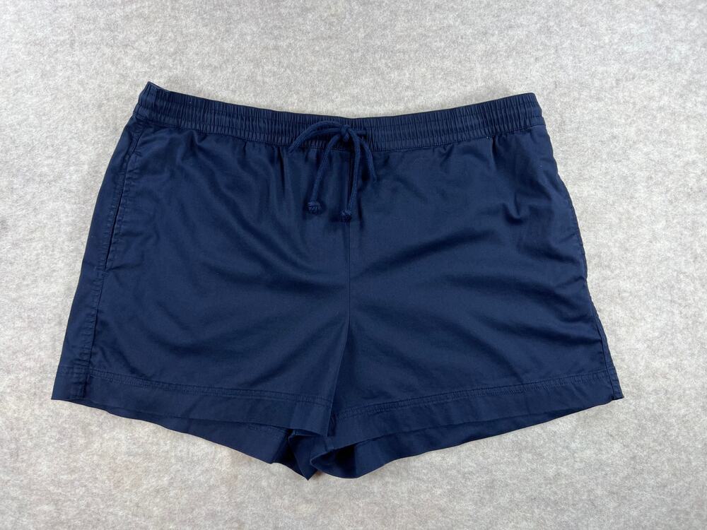 Lou & Grey LOFT Navy Blue Sateen Drawstring Pull On Shorts Women's Size XXL